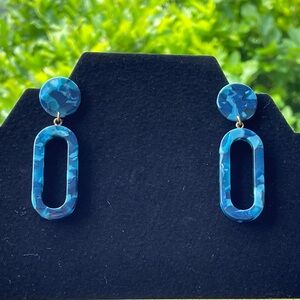 Blue Resin Dangle Earrings